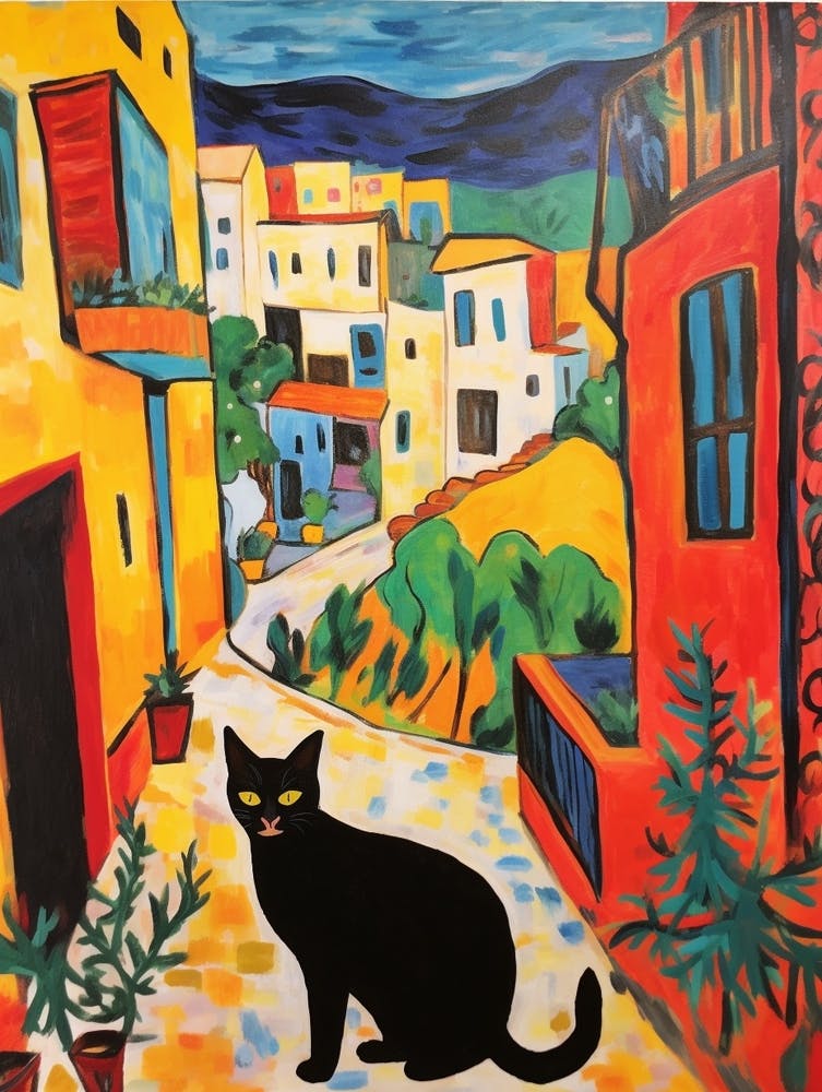 Painting Of A Cat In Matera Italy 1