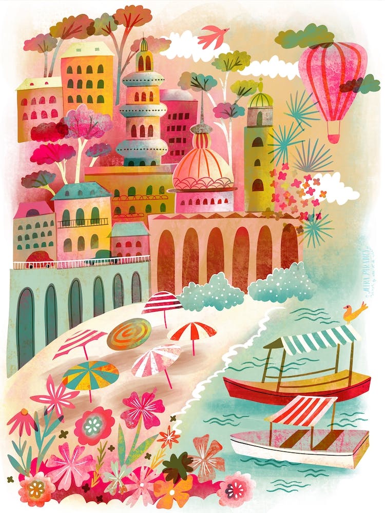 Amalfi Coast Summer View Hot Air Balloon