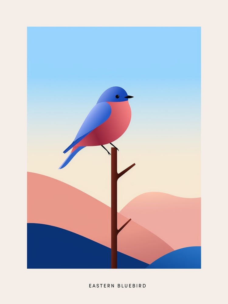 Minimalist Eastern Bluebird 2 Bird Poster