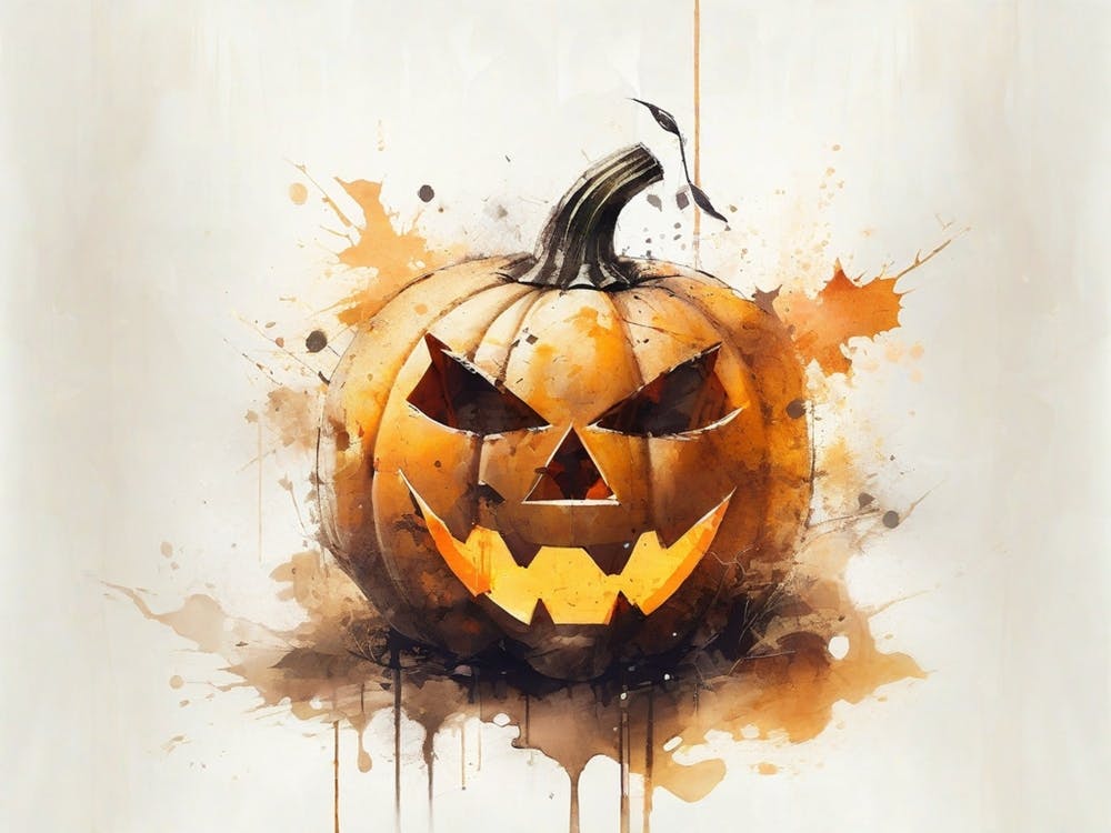 Getaucht in Schatten, erwacht zum Gruseln: Kürbis-Kunstwerk für Halloween III