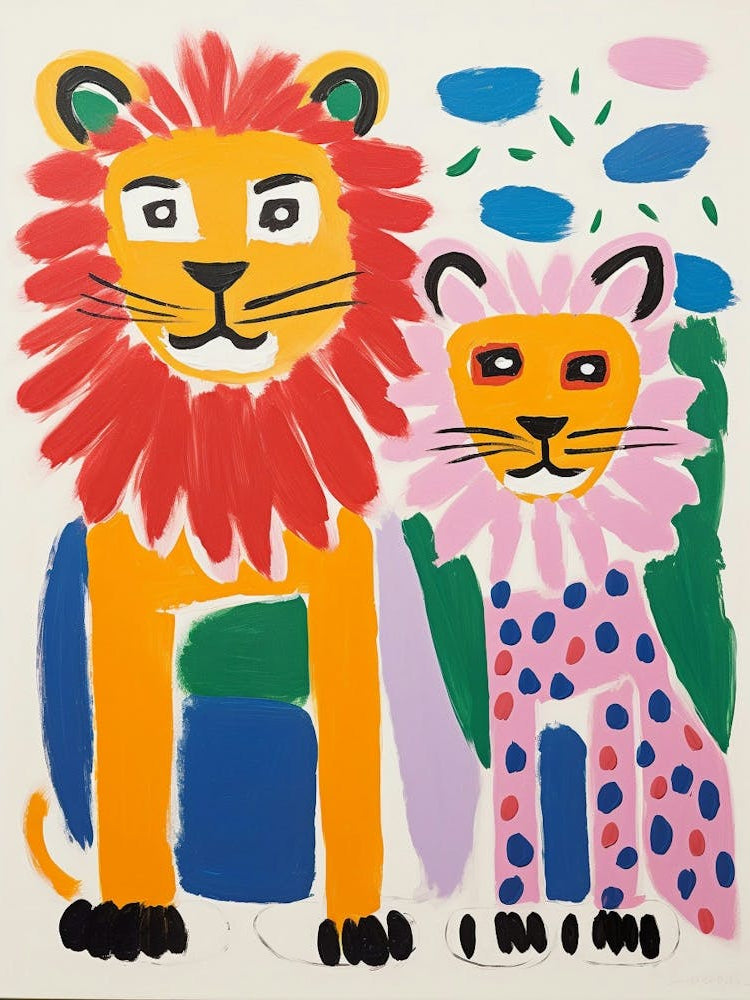Colourful Kids Animal Art Lion 8
