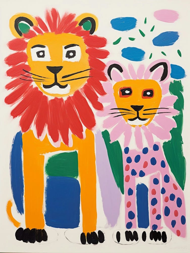 Colourful Kids Animal Art Lion 8