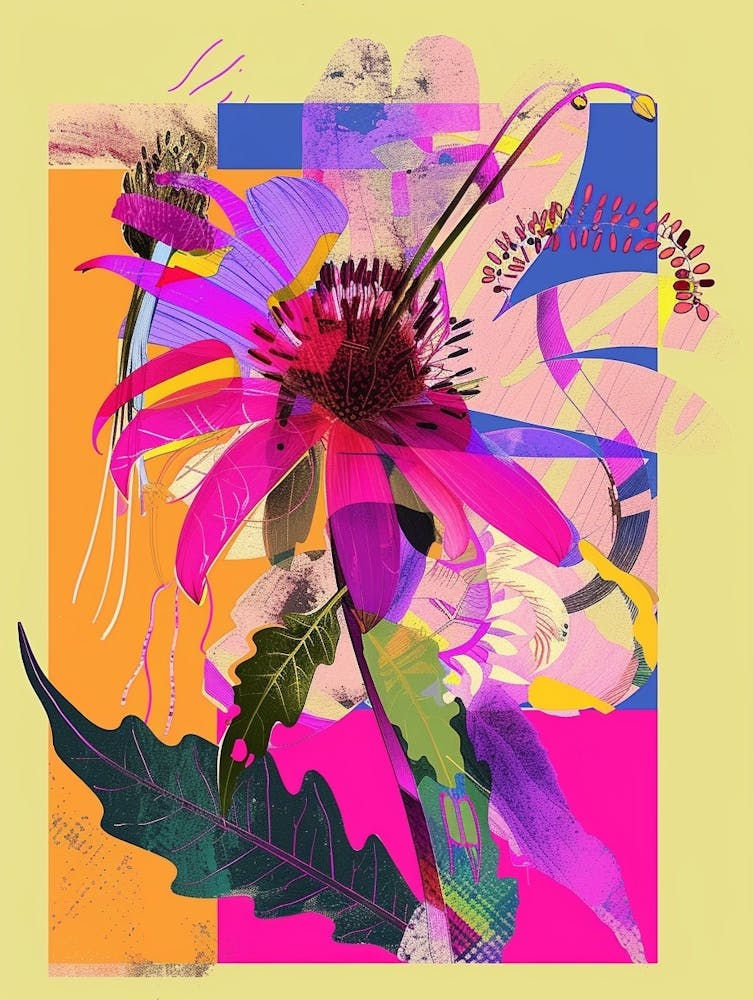 Cineraria 6 Neon Flower Collage