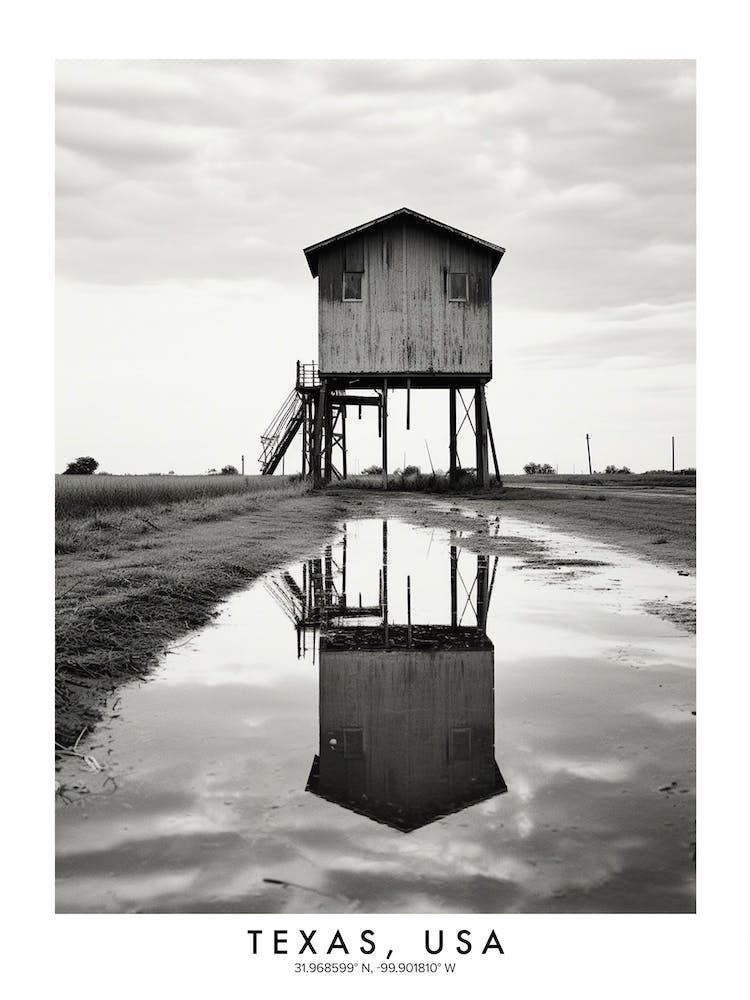 Poster Of Texas, Usa, Black And White Analogue Photograph 4