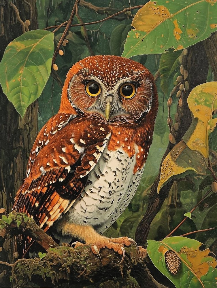 Northern Pygmy Owl Relief Illustration 3