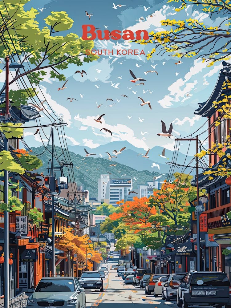 Busan South Korea Kdrama Travel Art