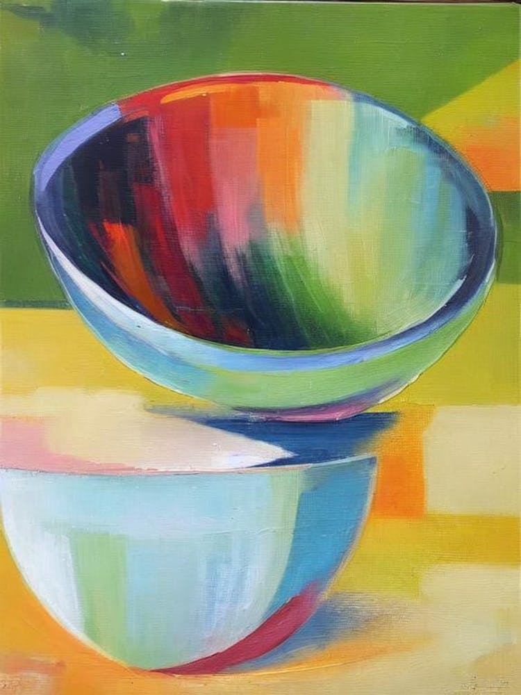 Abstrat Painting Fruit Bowl 2 Fruit