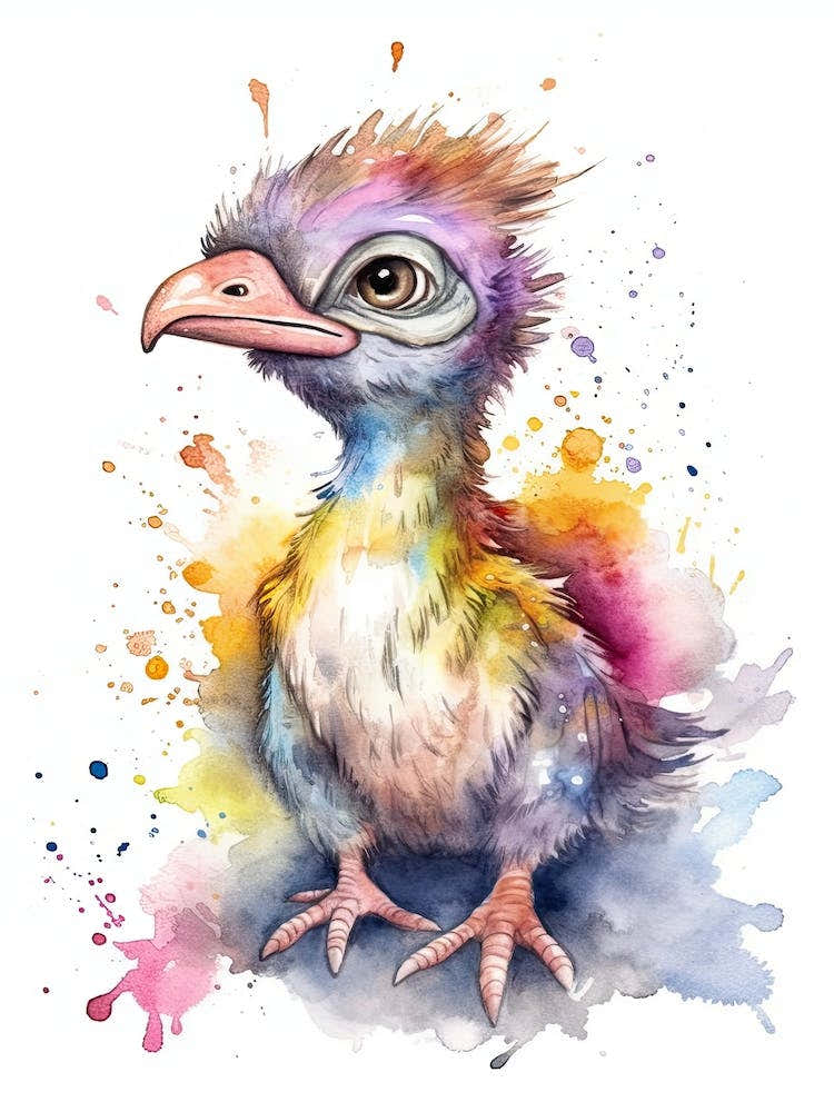 Oviraptor Cute Dinosaur Watercolour 4