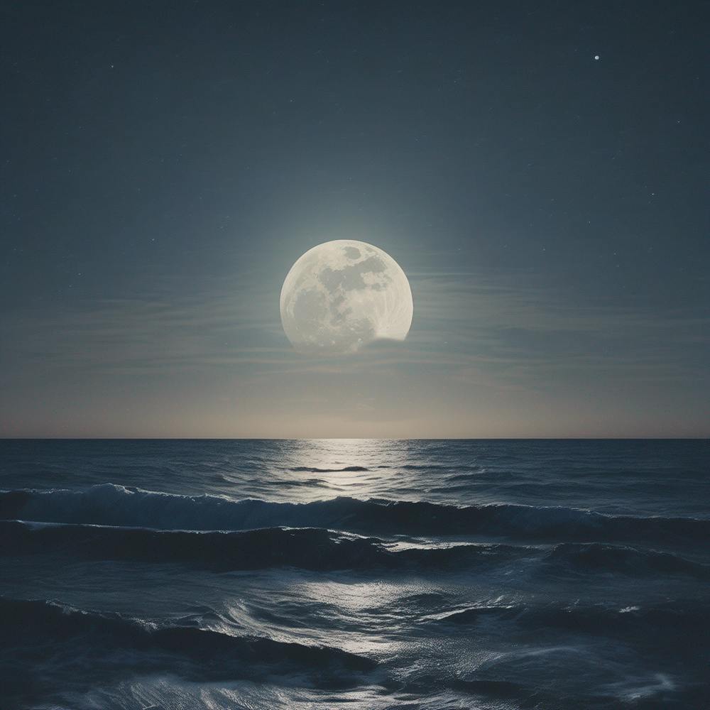 Full Moon Over The Ocean