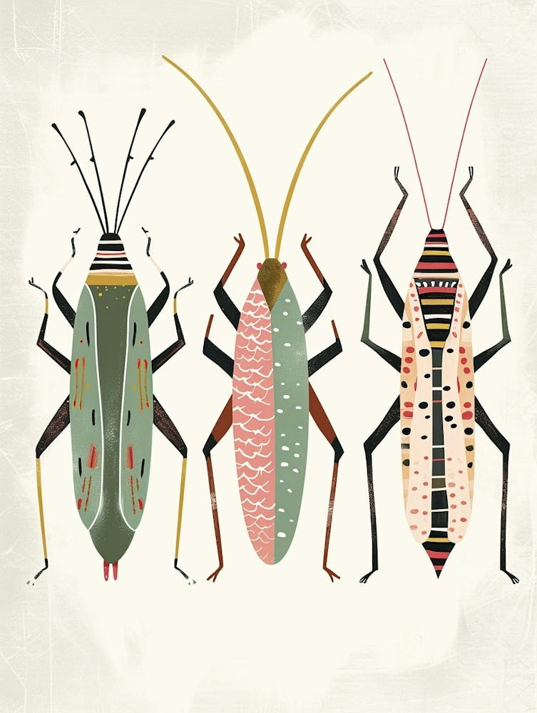 Colourful Insect Illustration Katydid 5