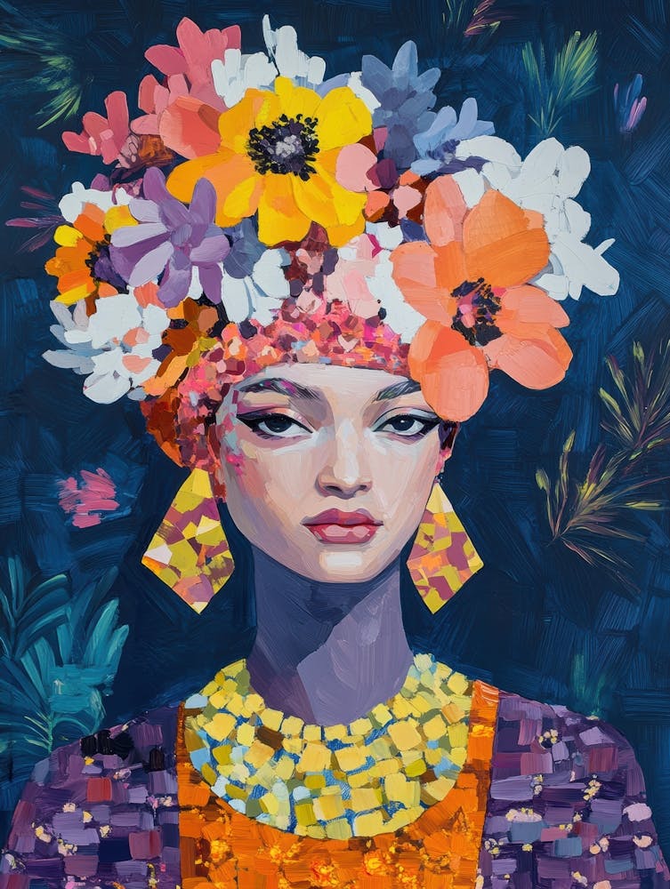 Woman With Flowers On Her Head 20