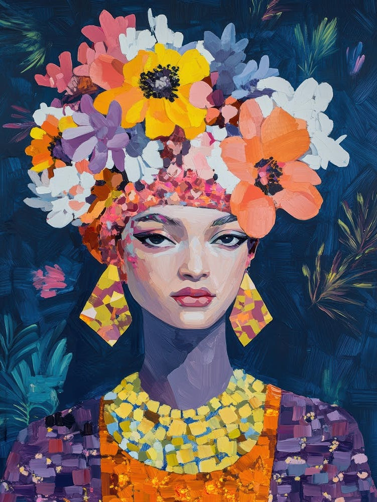 Woman With Flowers On Her Head 20