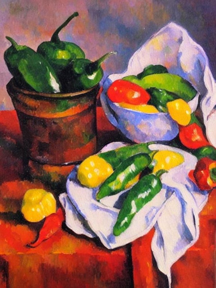 Poblano Pepper 2 Cezanne Style vegetable