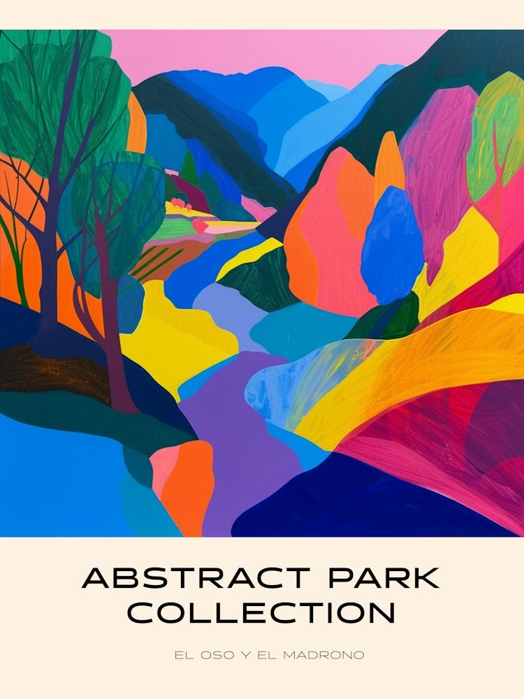 Abstract Park Collection Poster El Oso Y El Madrono Madrid 1