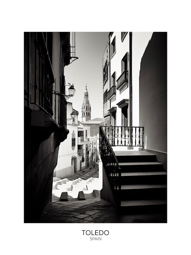 Poster Of Toledo, Spain, Black And White Analogue Photography 2