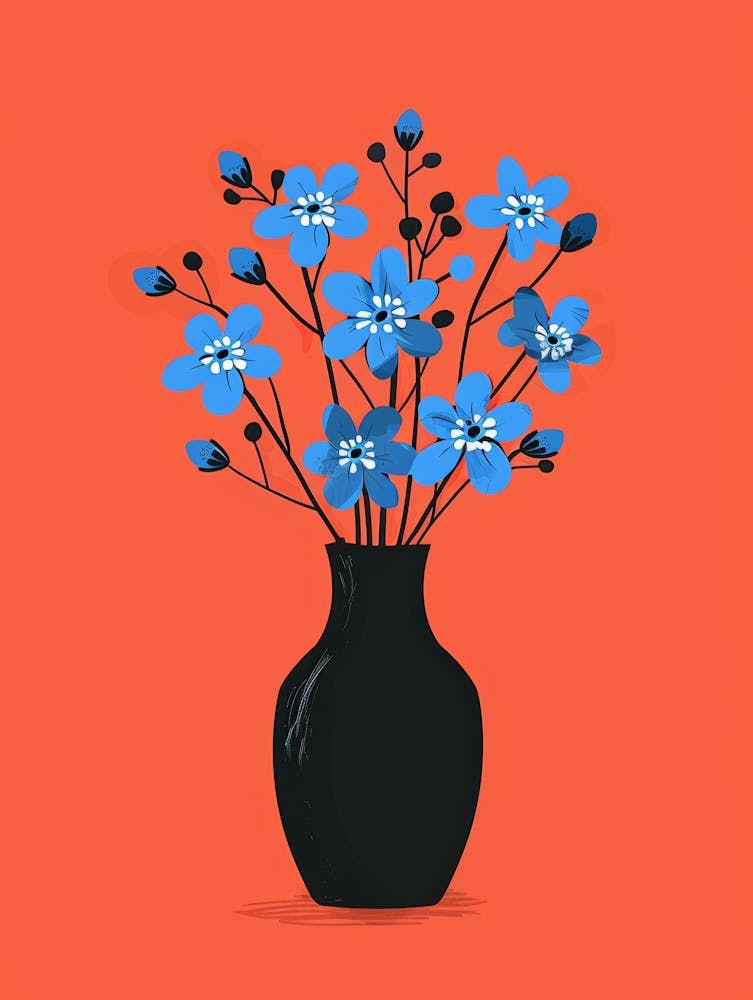 Blue Flowers In A Vase 8