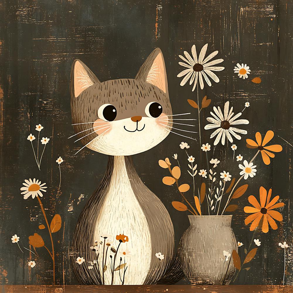 Cat With Flowers 24