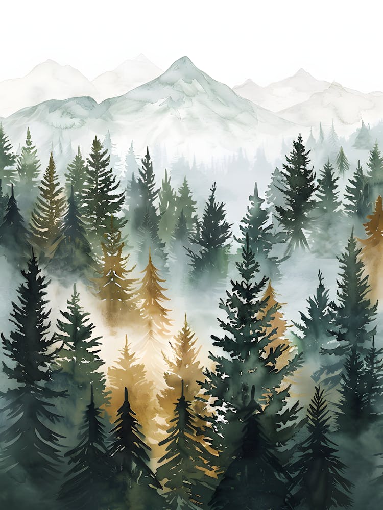Aquarell Kiefernwald