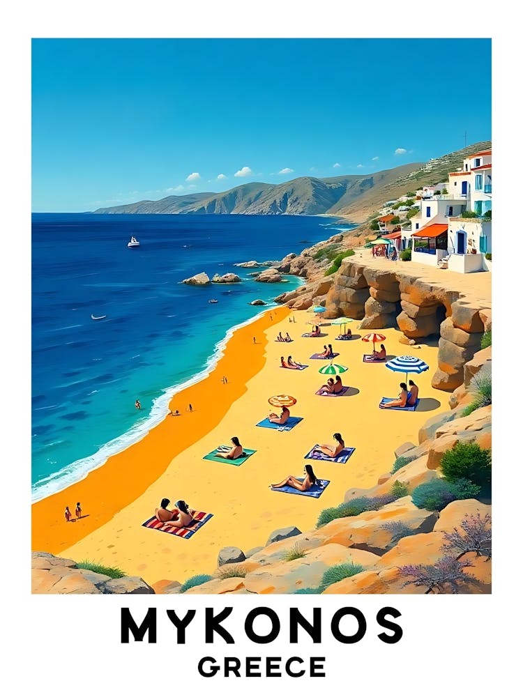 Mykonos - Greece Vintage Travel Poster 30