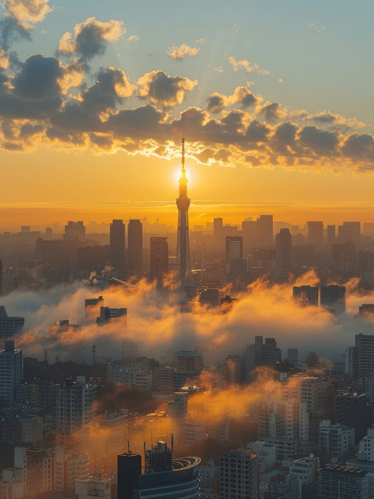 Tokyo Skyline At Sunrise