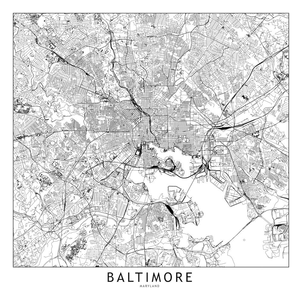 Baltimore White Map Square