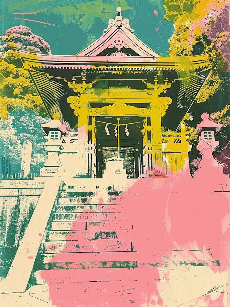 Kamakura Tsurugaoka Hachimangu Shrine Duotone Silkscreen 3
