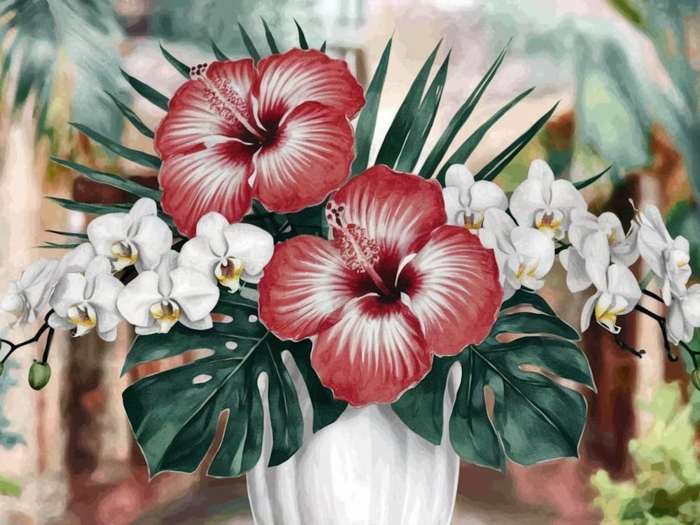 Fleurs d'Hibiscus Vibrantes - Floral