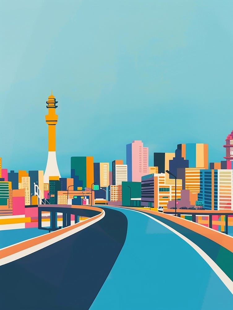 Osaka Japan 3 Colourful Illustration