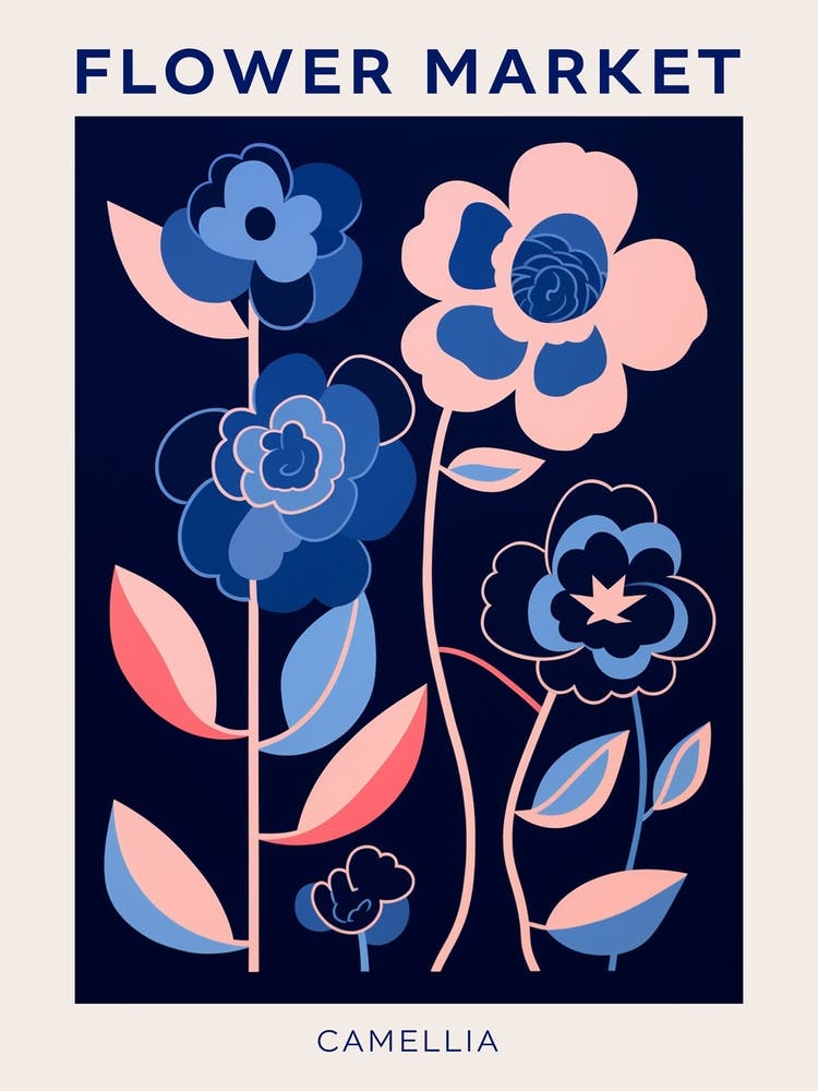 Blue Flower Market Poster Camellia 3