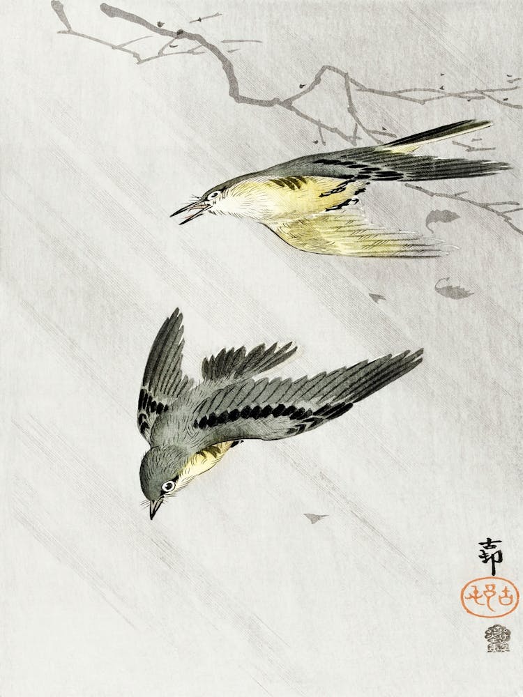 Songbirds In Rain (1900 1910), Ohara Koson