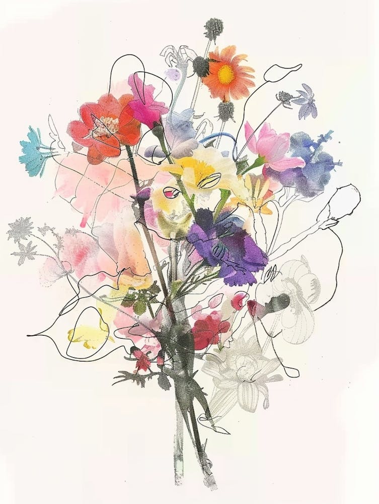 Statice 2 Collage Flower Bouquet