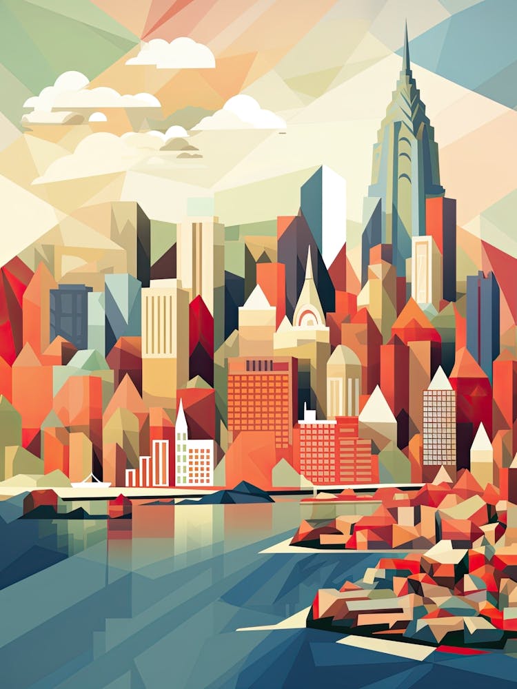 New York City View   Geometric Vector Illustration 0