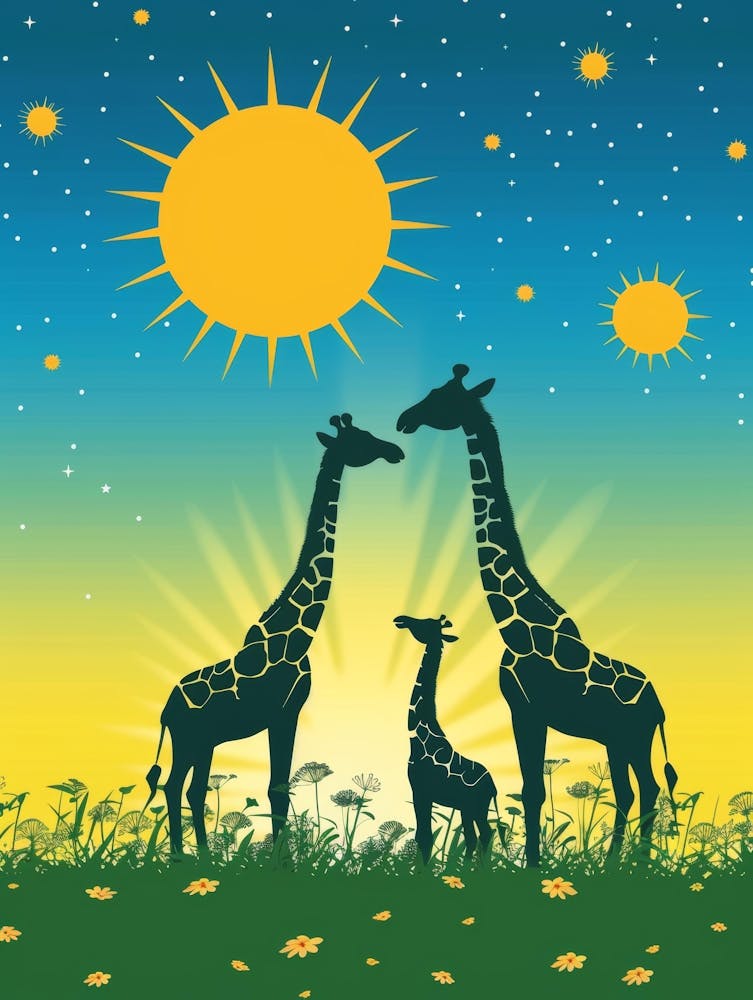 Family Of Giraffes