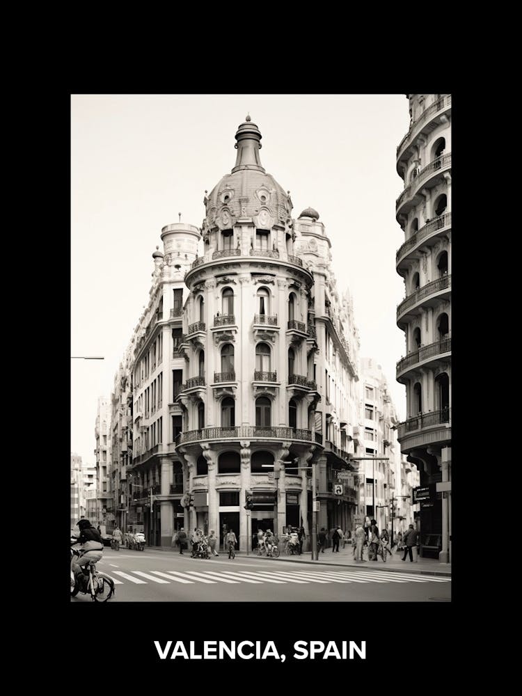 Affiche de Valence, Espagne, Photographie méditerranéenne noir et blanc analogique 2