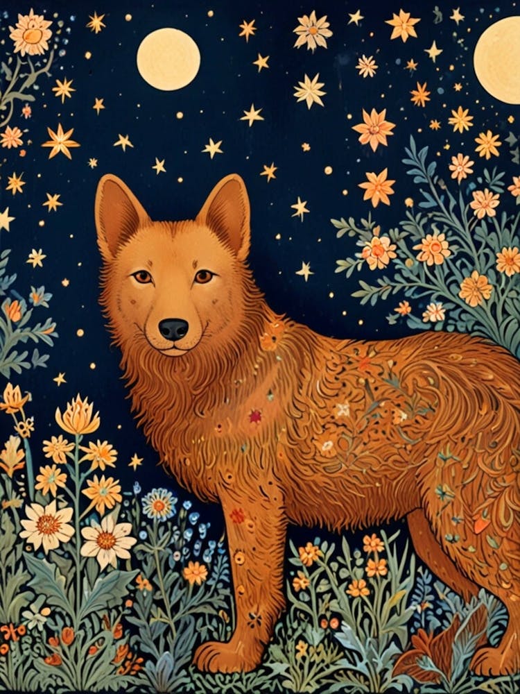 William Morris Wolf In The Moonlight 1