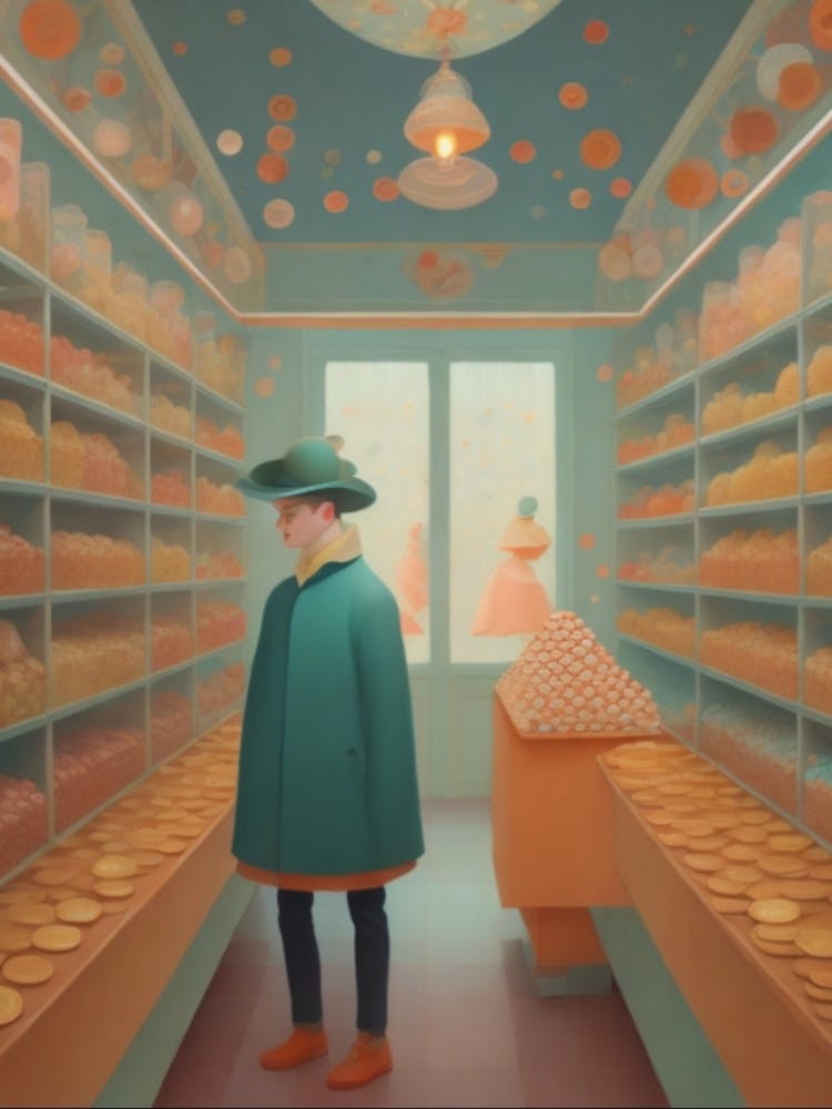 In the candy shop Art print