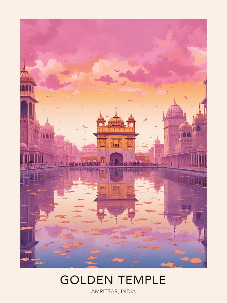 Golden Temple Amritsar India Travel Poster