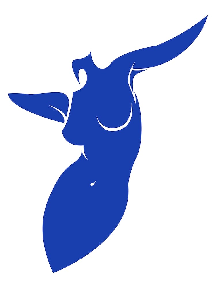 Akt in blauer Linie