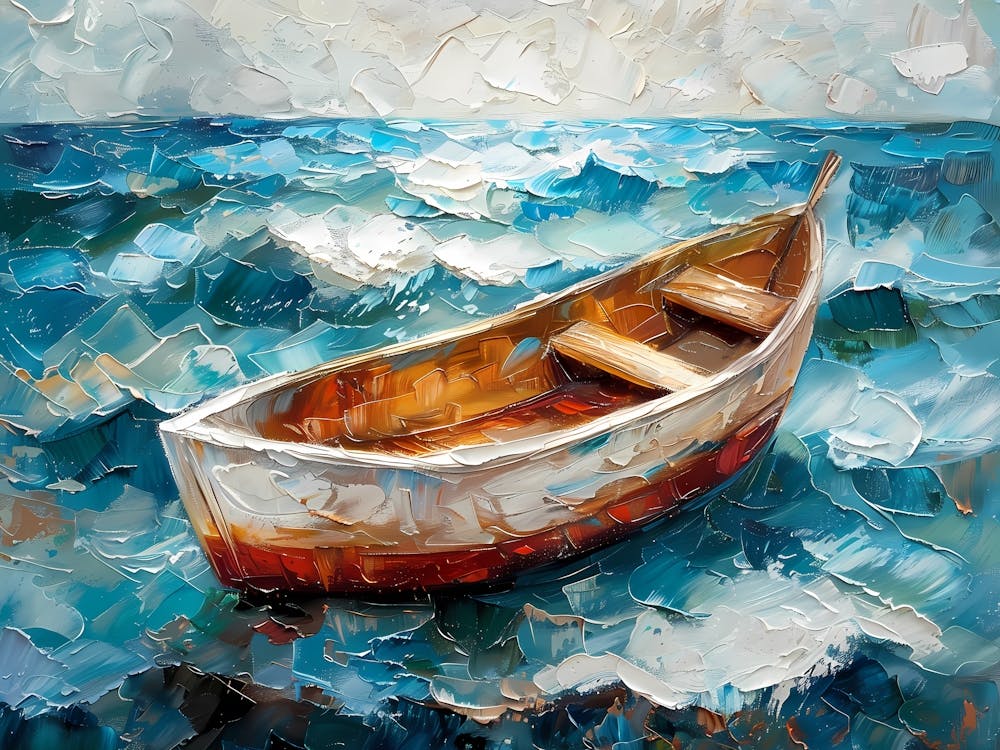Calm Waters An Oil Portrait of a Boat at Sea 2