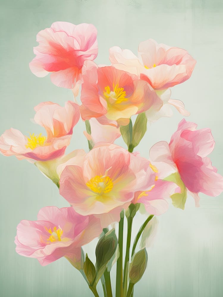 Freesia Flowers Acrylic Painting In Pastel Colours 1