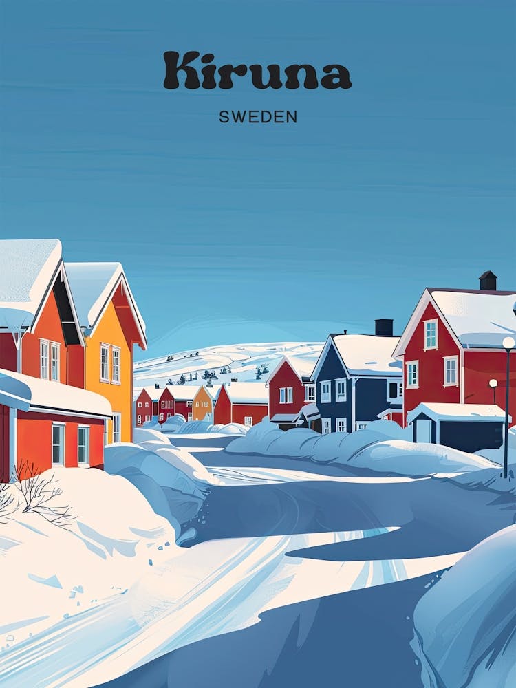 Kiruna Sweden Snow Art Illustration
