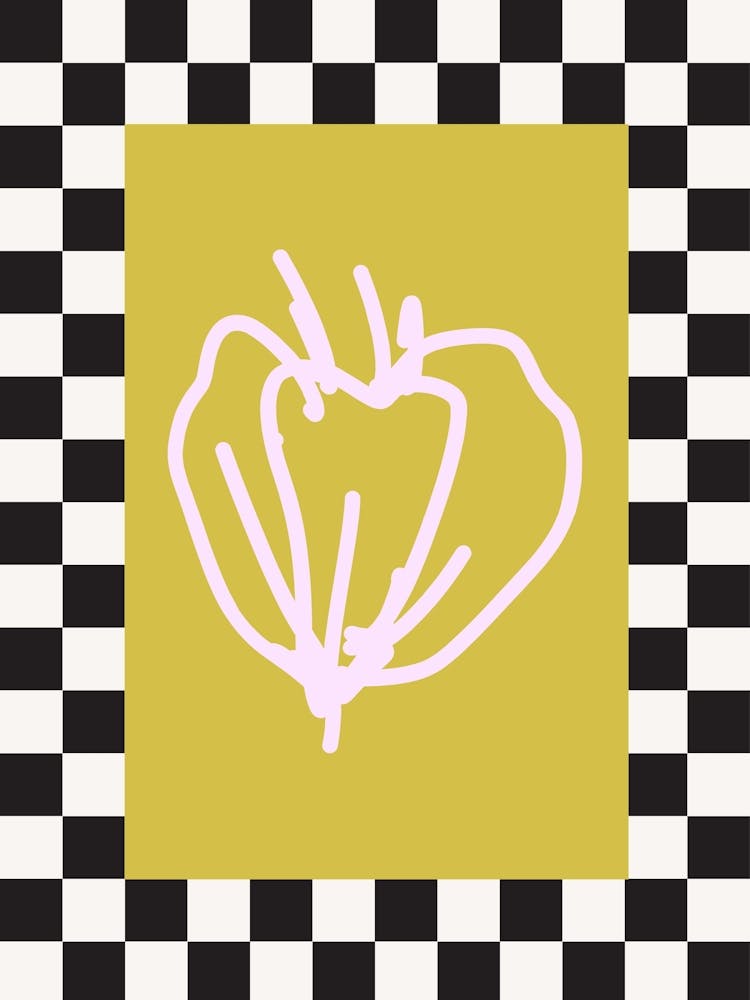 Modern Checkered Flower Poster  1