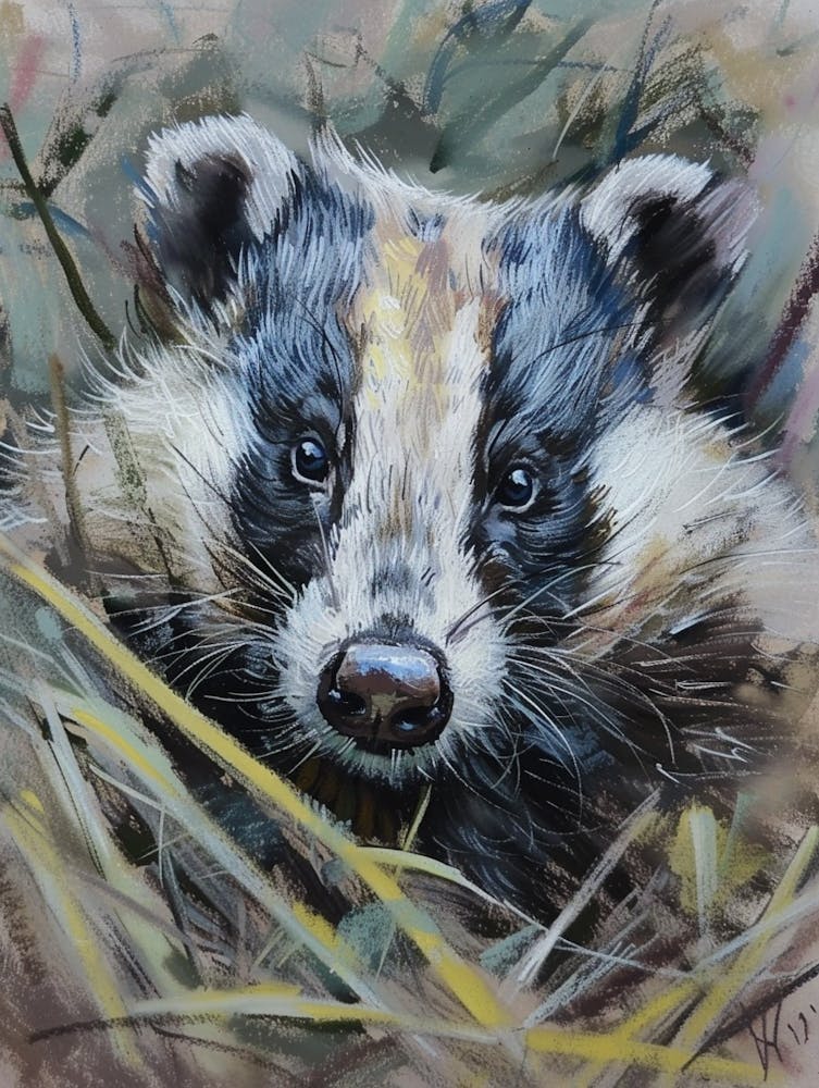 Badger Pastel Watercolour 2