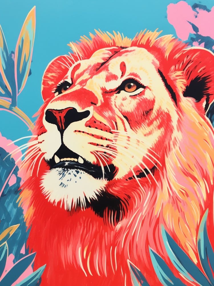 Lion Pop Art Colour Burst 4