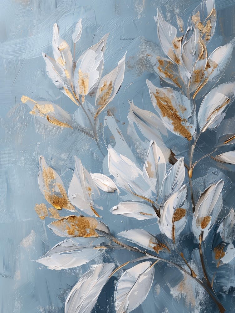 Abstract Leaves In Blue And Gold
