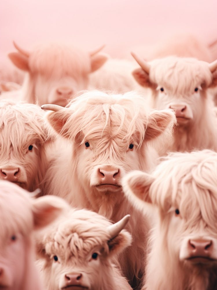 Heard Of Highland Cows Pink Realistic Photography 3