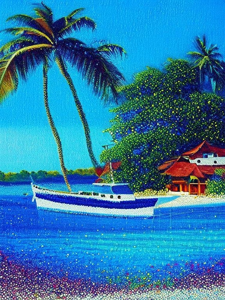 Roatán Honduras Pointillism Style Tropical Destination