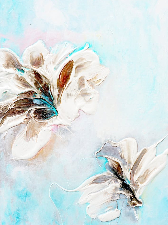 Aqua Teal Flower Painting 1