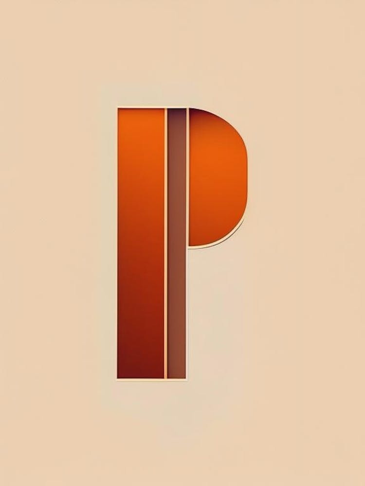 P, Letter, Alphabet Retro Minimal 1