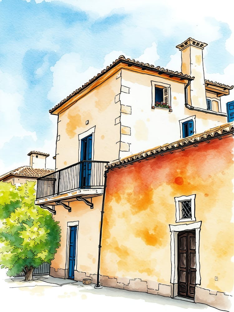 Watercolor Of A House 1